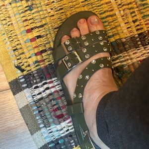 Elegant Olive Studded Sandals